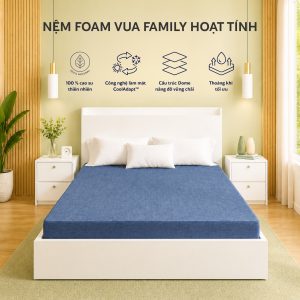 Nệm Foam Vua Family Hoạt Tính – Êm Ái Chuẩn Châu Âu, Nâng Đỡ Trọn Vẹn Giấc Ngủ